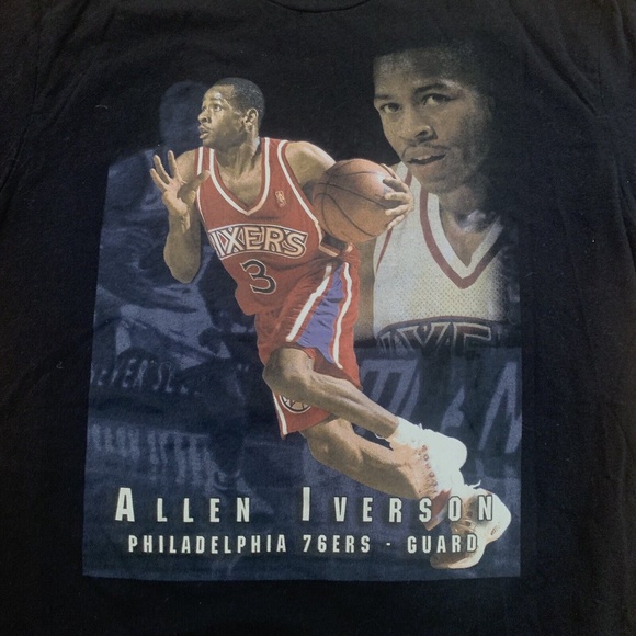 Mitchell & Ness NBA Trading Card Tee 76ers Allen Iverson Black Men's Tee Shirt M - Picture 4 of 9